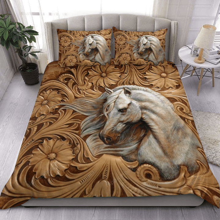 Horse Embossed Leather Pattern Bedding Set