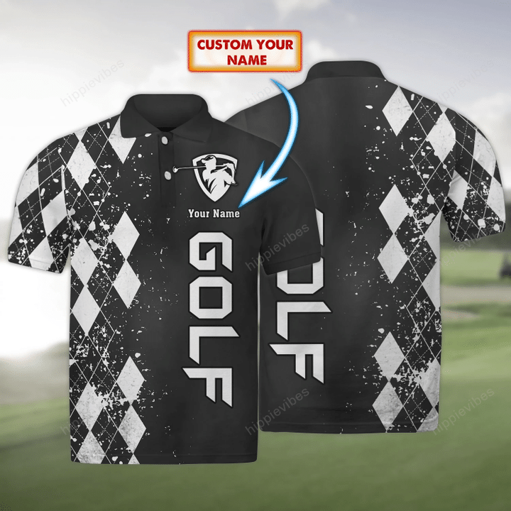 Golf Black & White Version Custom Polo Shirt