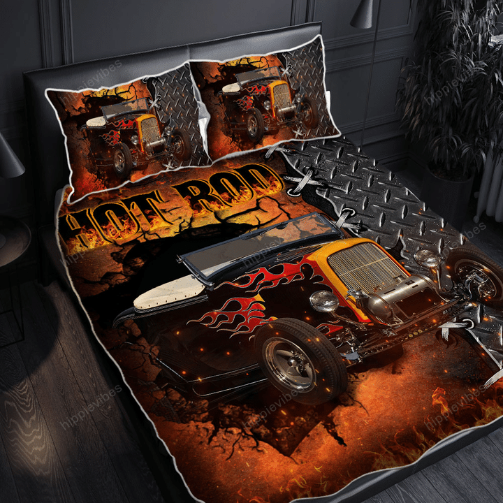Hot Rod Fire Quilt Bed Set