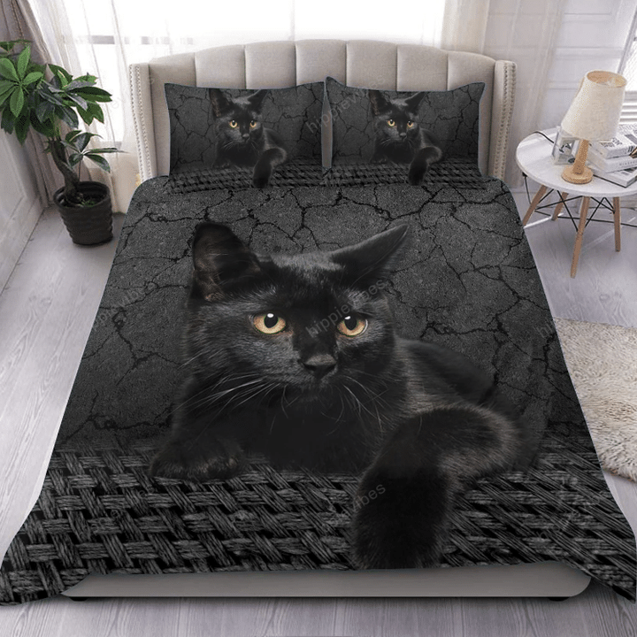 Black Cat Over Printed Bedding Set