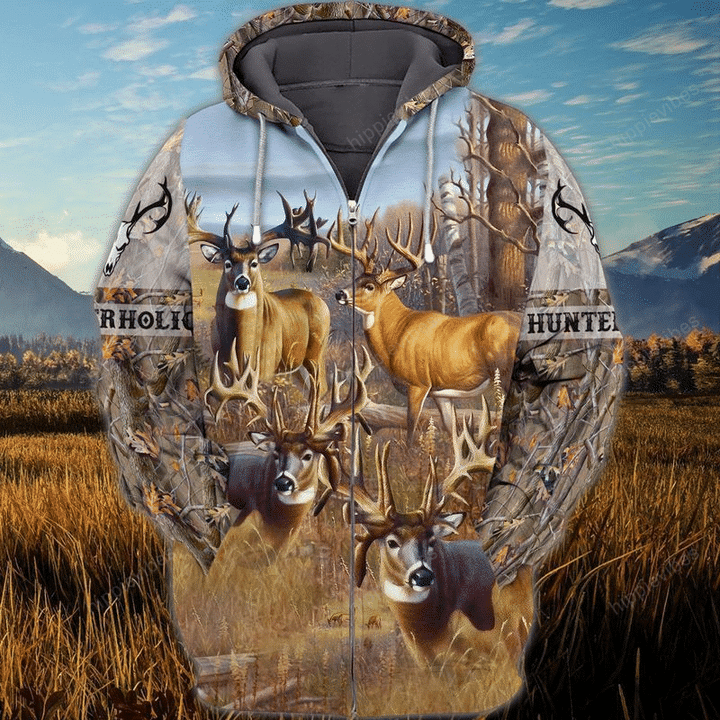 Deer Hunting V3 3D All Over Printed Zip Hoodie