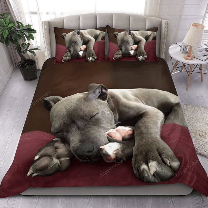 Cute Pitbull Sleeping 3D All Over Printed Bedding Set