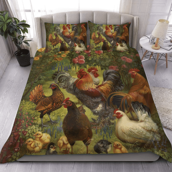Chicken Over Printed Bedding Set