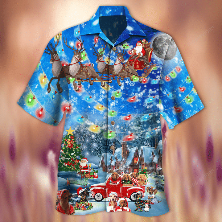Happy Dachshunds Christmas Hawaii Shirt RE