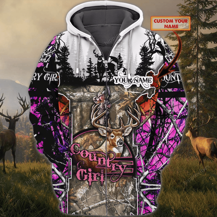 Country Girl Personalized Name 3D Zipper Hoodie