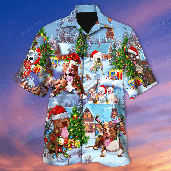 American Pitbull Christmas Hawaii Shirt RE