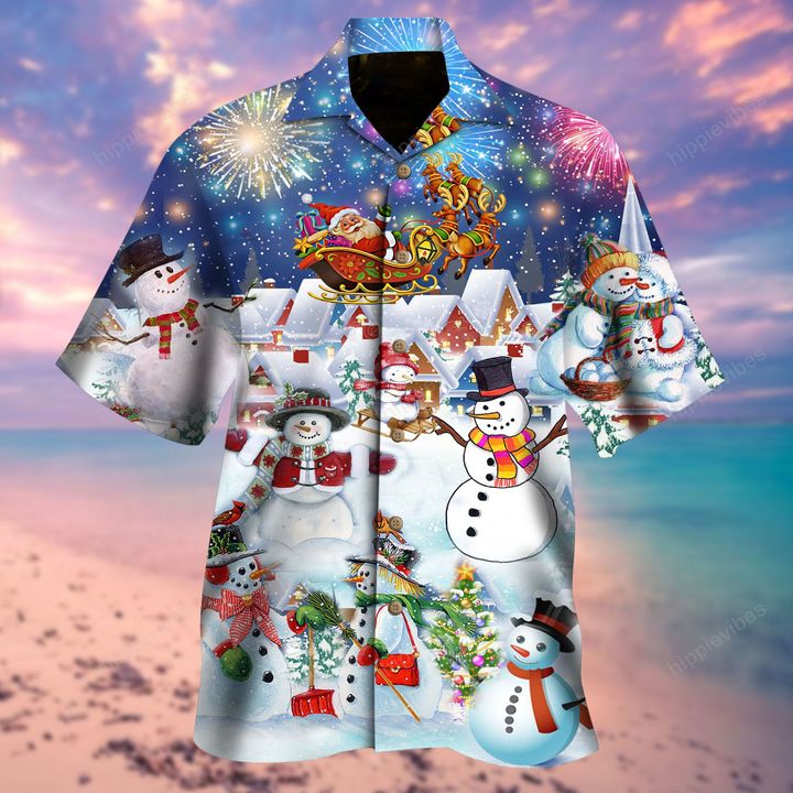 Snowman in Christmas Night Hawaiian Shirt RE