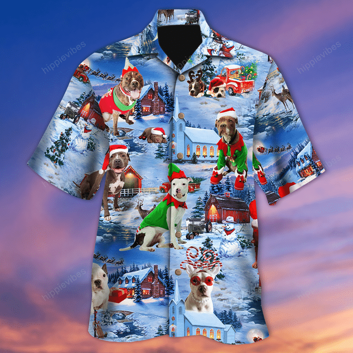 Christmas Pitbull Hawaii Shirt RE