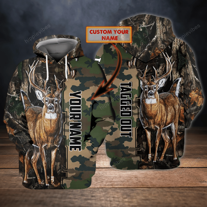 Deer Hunting Tagged Out V1 3D All Over Printed Custom Zip Hoodie & Hoodie