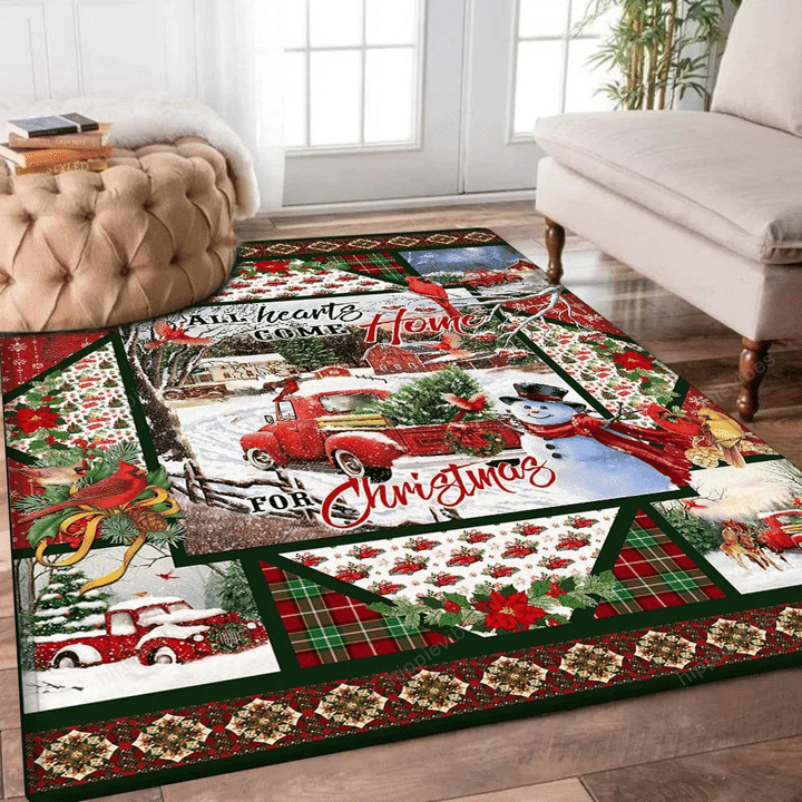 Christmas Red Truck All Hearts Come Home For Christmas Rug