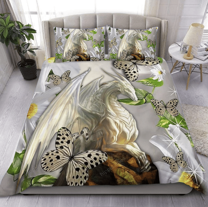 Dragon And Butterflies All Over Printed Bedding Set