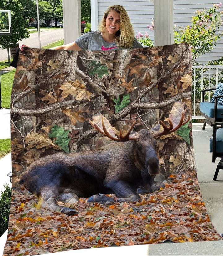 Moose Hunting V2 Quilt Blanket RE