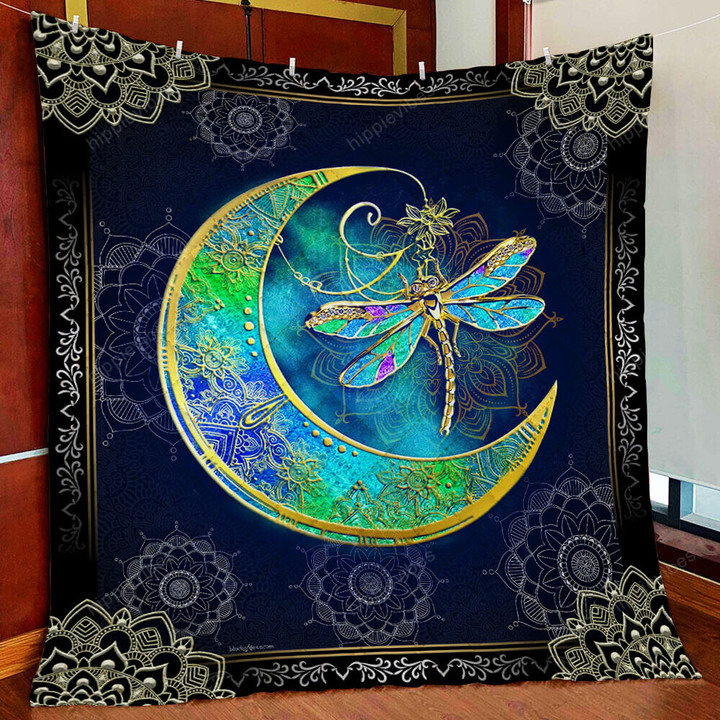 Dragonfly Moon Quilt Blanket