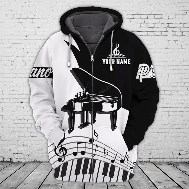 Love Piano v1 Customized 3D All Over Printed Zip Hoodie