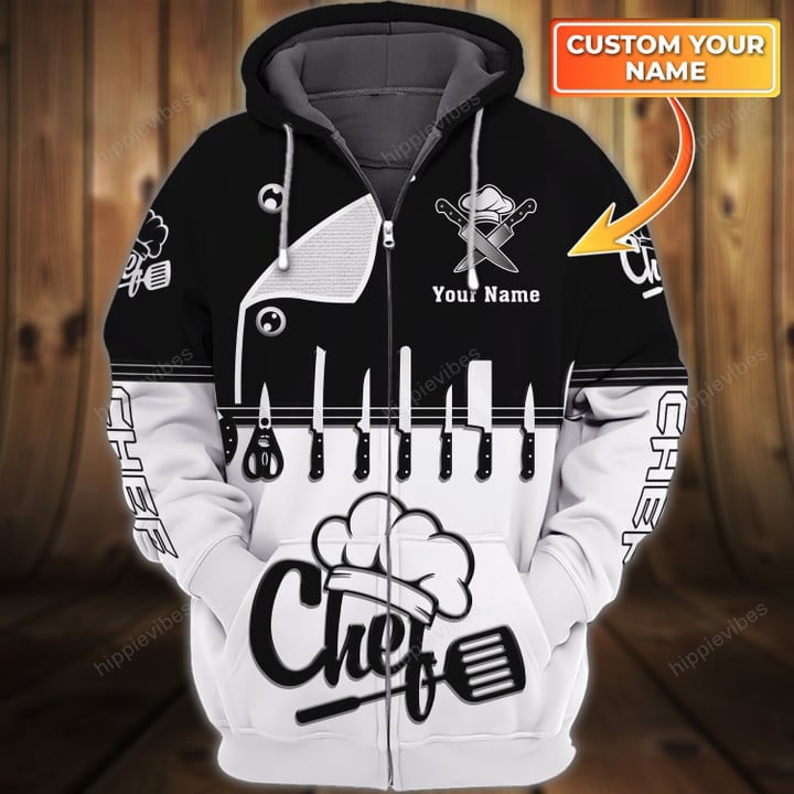 Chef V1 3D All Over Printed Custom Zip Hoodie