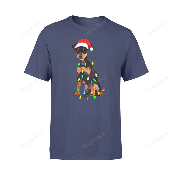 Dog Christmas Gift Idea Miniature Pinscher Santa T-Shirt - Standard T-Shirt S / Navy Dreamship