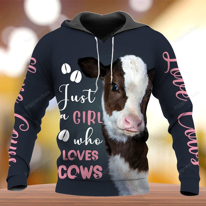 Just A Girl Who Loves Cows 3D Hoodie Hoodie / S