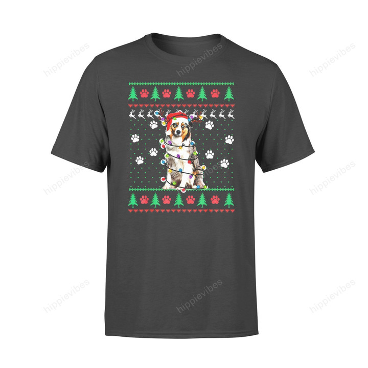 Dog Christmas Gift Idea Australian Shepherd Funny T-Shirt - Standard T-Shirt S / Black Dreamship