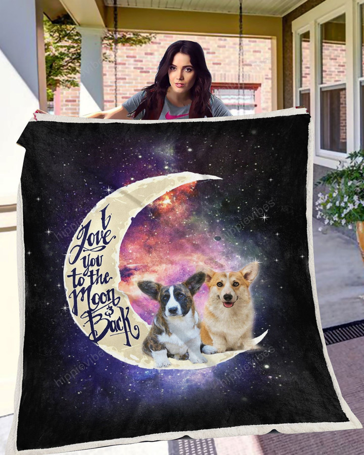 Corgi To The Moon Blanket X - Large ( 80 X 60 Inches / 200 150 Cm) All Products