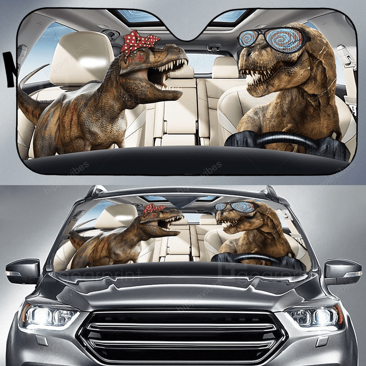 T-Rex Couple Car Sunshade 57 X 27.5