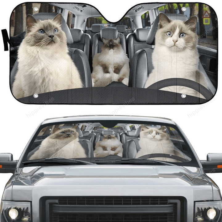 Ragdoll Cat Family Car Sunshade 57 X 27.5