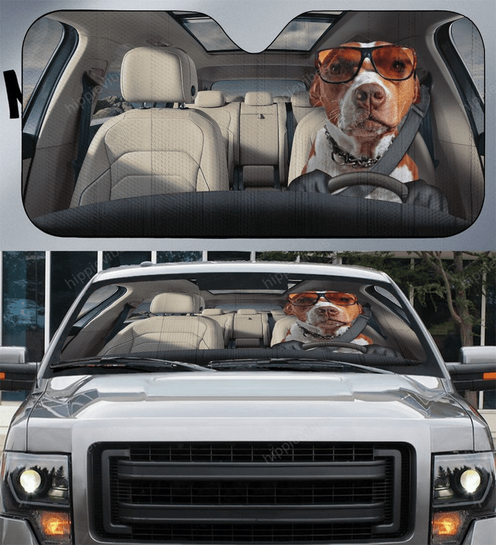 Pitbull Driving Car Sunshade 57 X 27.5