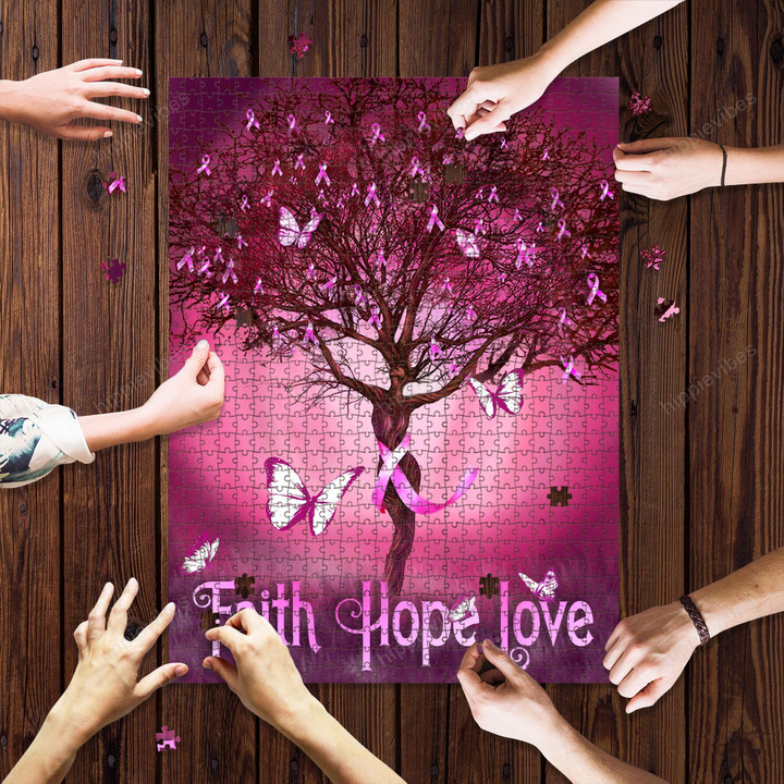 Faith Hope Love Breast Cancer Jigsaw Puzzle