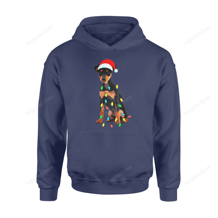 Dog Christmas Gift Idea Miniature Pinscher Santa T-Shirt - Standard Hoodie S / Navy Dreamship