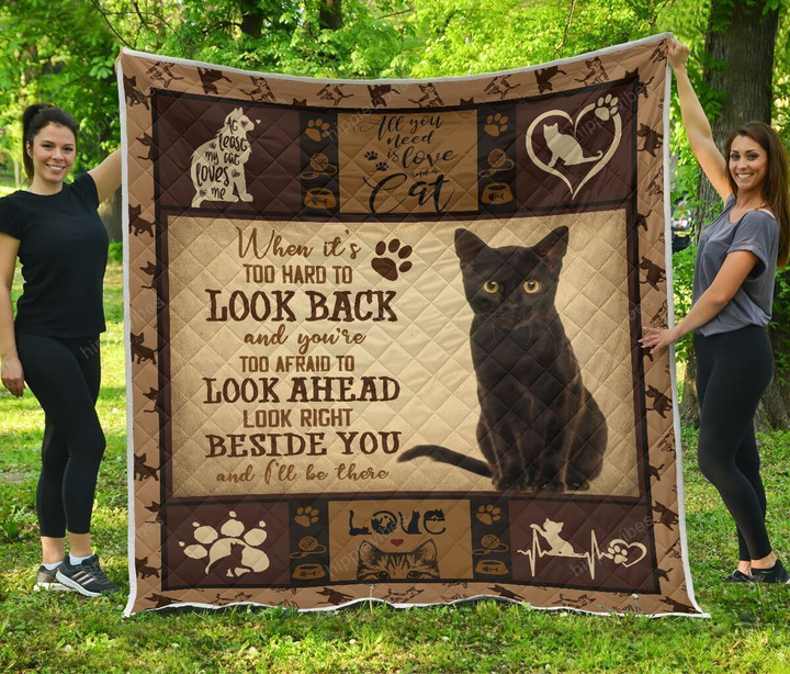 Black Cat Beside You Quilt Blanket
