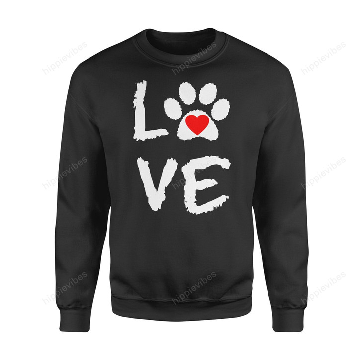 Dog Gift Idea Animal Lover Paw Print For Valentines Day T-Shirt - Standard Fleece Sweatshirt S /