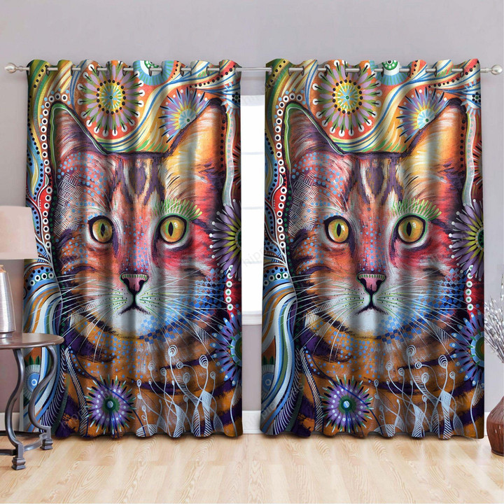 Cat Art Window Curtain 52 X 63