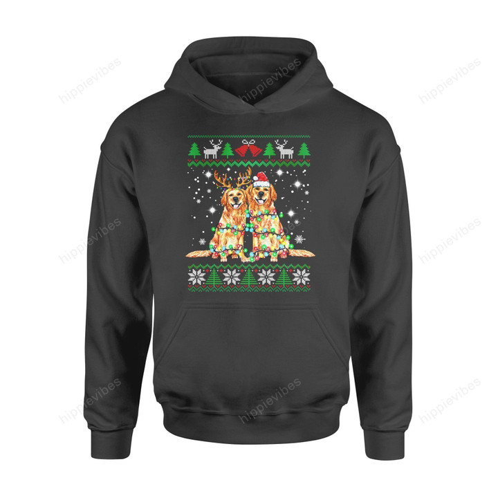 Dog Christmas Gift Idea Golden Retriever Ugly Funny T-Shirt - Standard Hoodie S / Black Dreamship