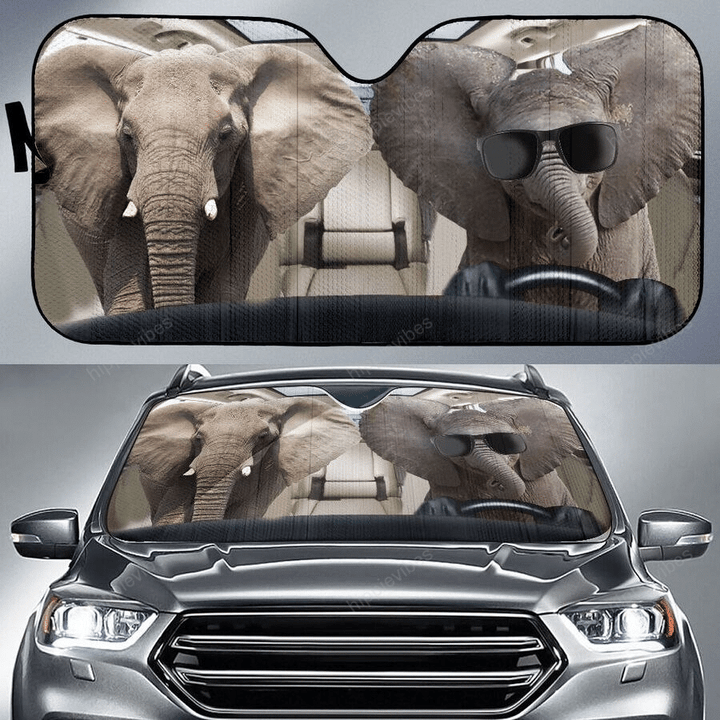 Elephant Couple Car Sunshade 57 X 27.5