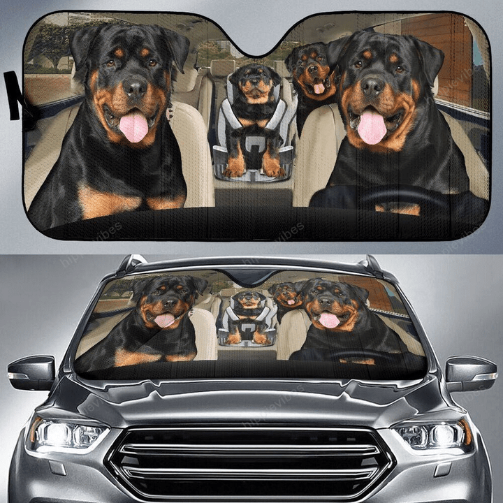 Rottweiler Family Car Sunshade 57 X 27.5