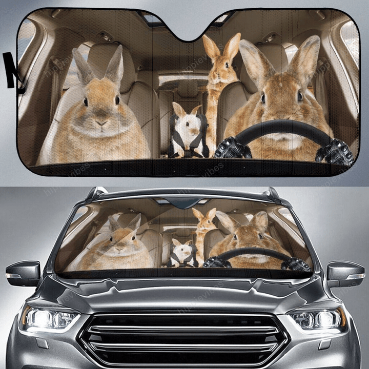 Rabbit Family V2 Car Sunshade 57 X 27.5