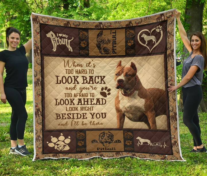Pit Bull Beside You Quilt Blanket Twin