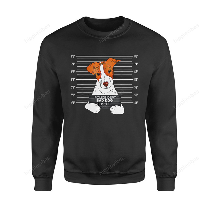 Dog Gift Idea Bad Jack Russell Jail Prisoner T-Shirt - Standard Fleece Sweatshirt S / Black