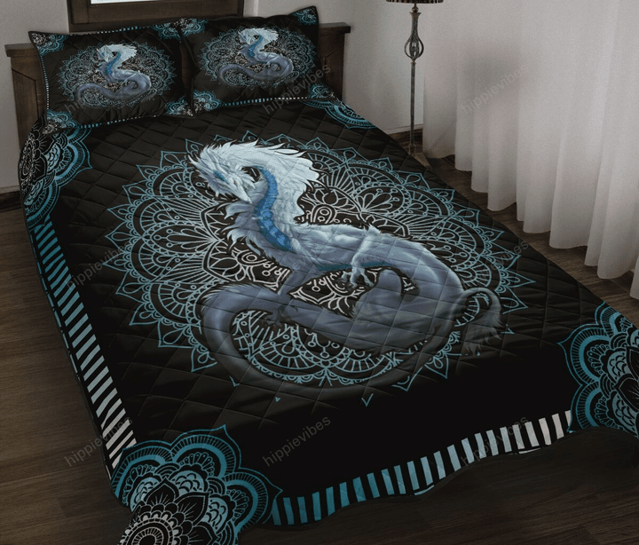 White Dragon Quilt Bed Set Twin