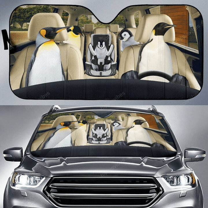 Penguin Family Car Sunshade 57 X 27.5