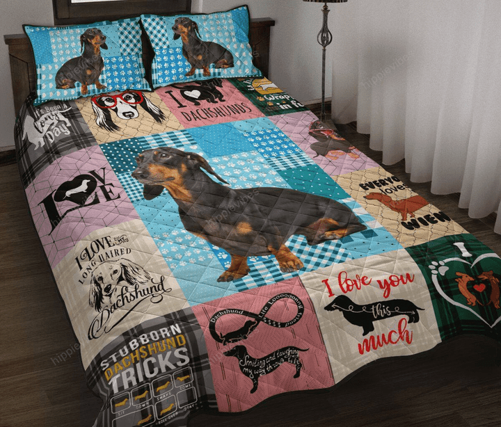 I Love Dachshund Quilt Bed Set Twin