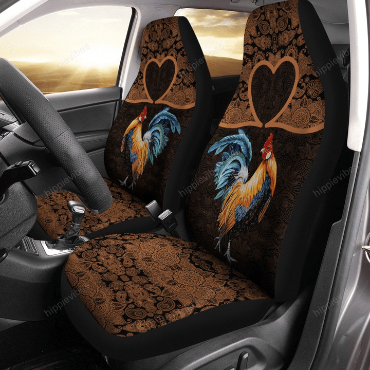 Rooster Mandala Car Seat Cover