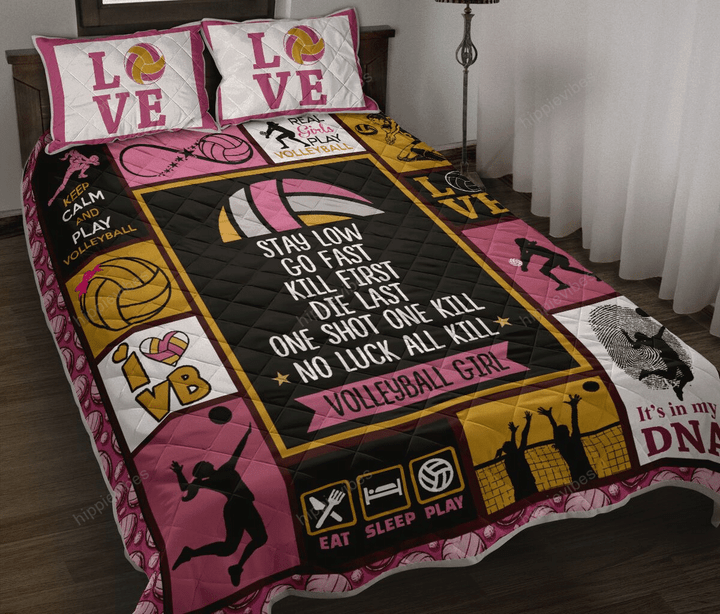 Volleyball Girl Love Quilt Bed Set Twin
