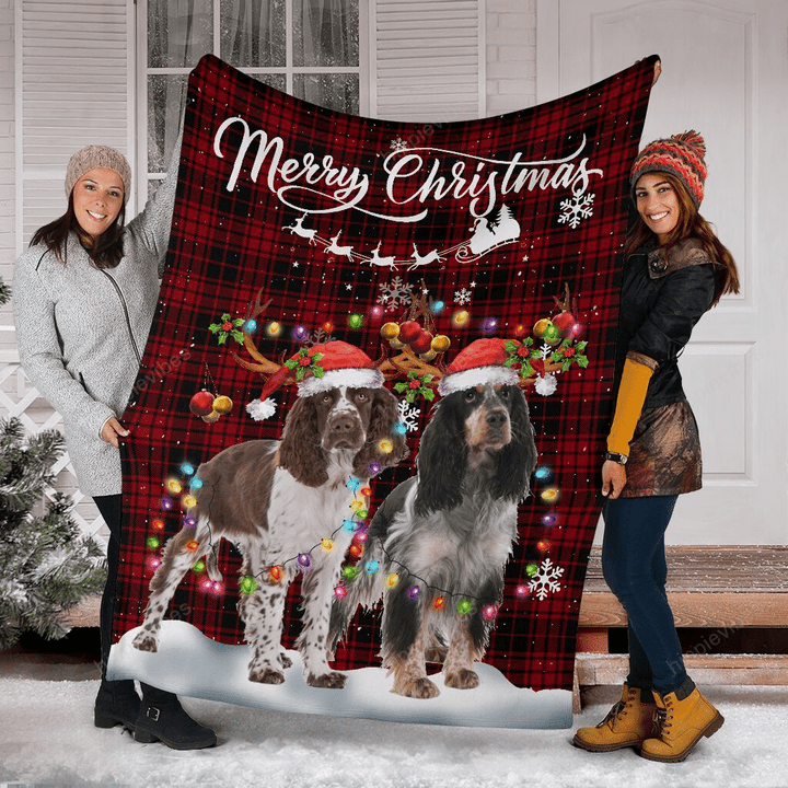 English Springer Christmas Fleece Blanket