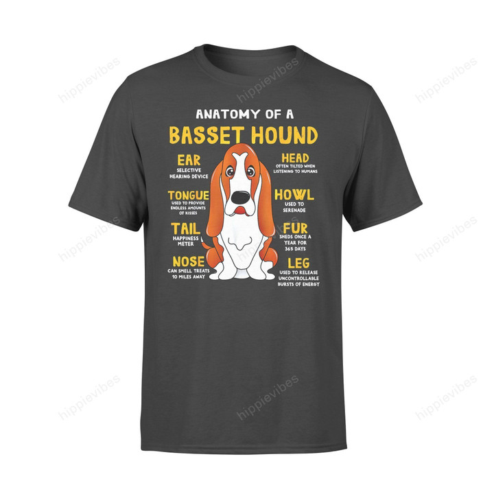 Dog Gift Idea Basset Hounf Anatomy Funny Cute T-Shirt - Standard T-Shirt S / Black Dreamship