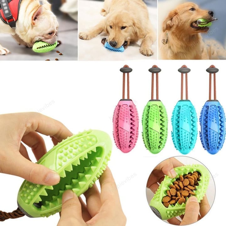 Dog Interactive Rubber Ball Puppy Chew Playing Toy Food Dispenser Pet Soft Toothbrush Bite-Resistant