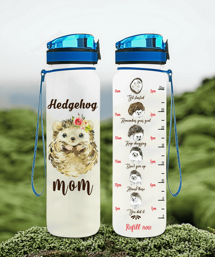 Hedgehog Mom Water Tracker Bottle 32Oz 32 Oz