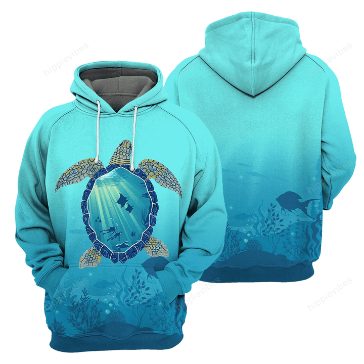 Scuba Diving Turtle - 3D All Over Printed Hoodie