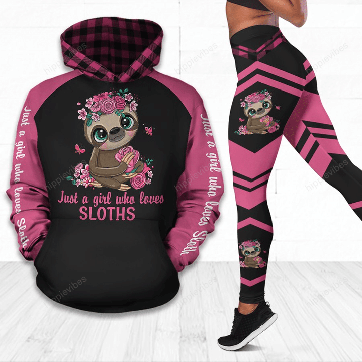 A Girl Loves Sloth Hoodie and Legging