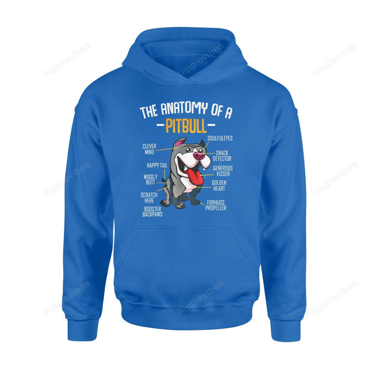 Dog Gift Idea Anatomy Of A Pitbull Funny Cute Pet Animal Lover T-Shirt - Standard Hoodie S / Royal