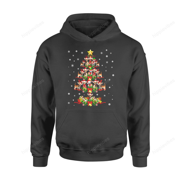 Dog Christmas Gift Idea Tree Funny T-Shirt - Standard Hoodie S / Black Dreamship